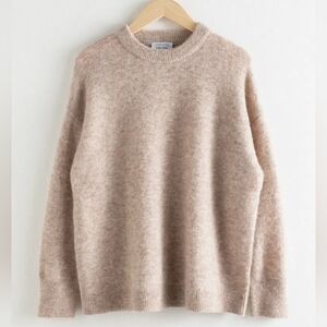 & OTHER STORIES Oversized Alpaca Blend Relaxed Sweater S Tan Oatmeal